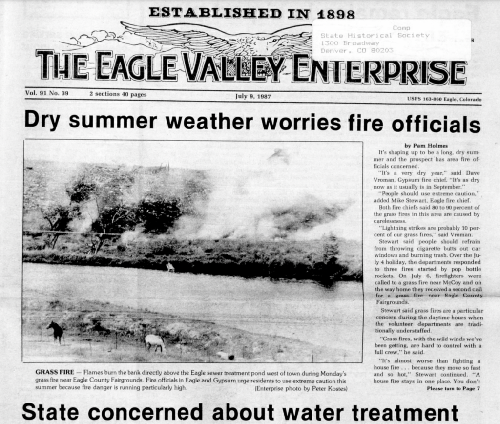 Eagle Valley Enterprise digitized into July 1987 on Colorado State Library site - Vimarsana News